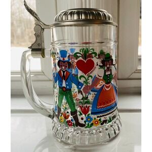 Vintage German Beer Stein, Beer Mug, Folk Art, 20oz Beer Mug, Drinking Glass